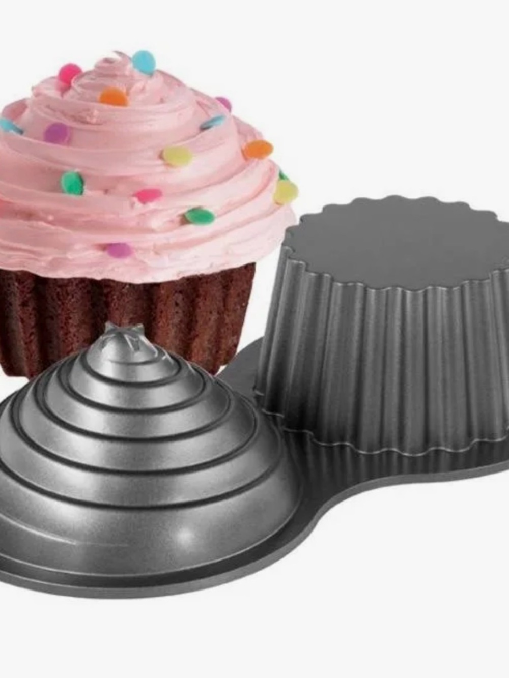 Wilton Giant Cupcake Cake Pan - Dual-Cavity Fluted & Spiral Cake Pan